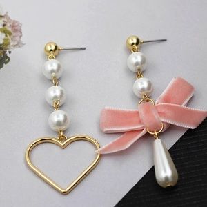 sweet paragraph velvet bow love earrings